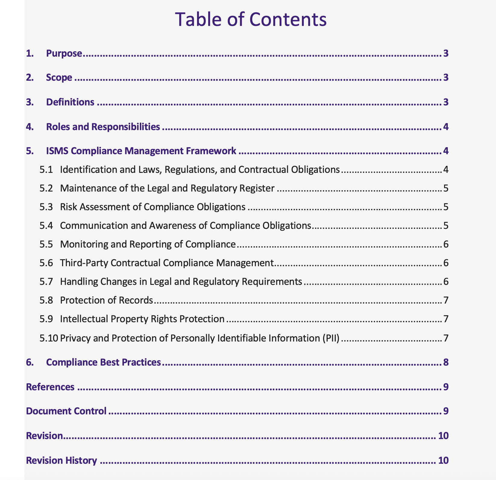 ISMS Compliance Management Framework